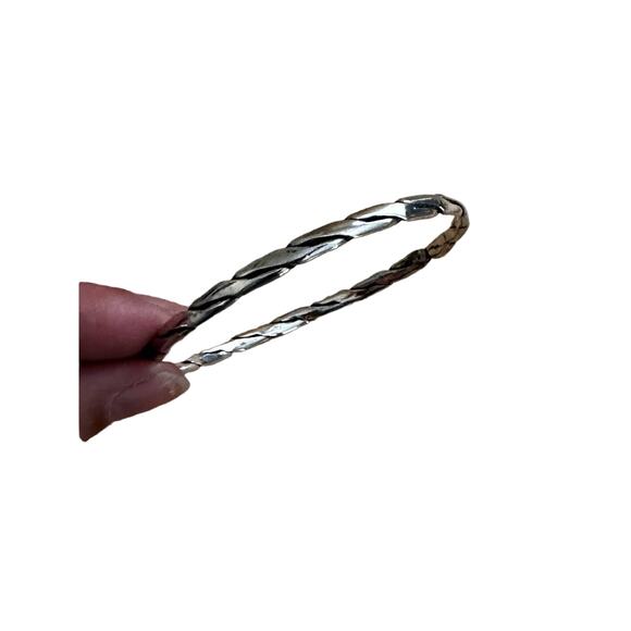 Sterling Silver Twisted Rope Bangle Bracelet - Picture 4 of 6